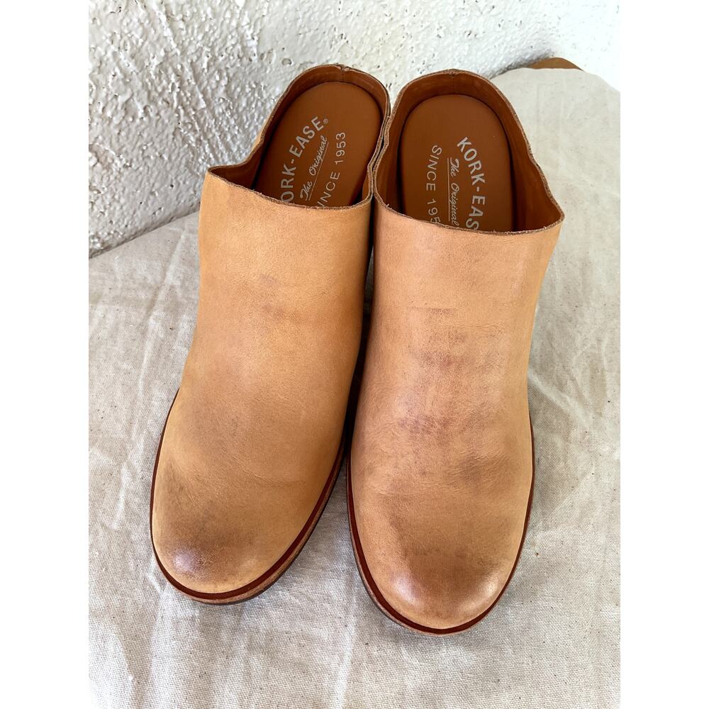 KorkEase Challis Tan Nubuck Leather, Wedge Mule Clog Booties Slip On Women 8.5 - Picture 10 of 11